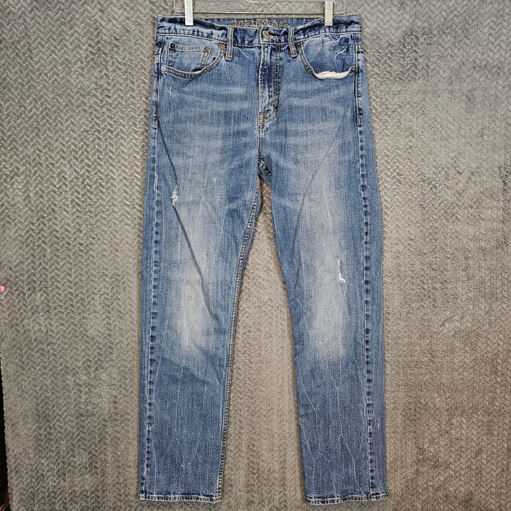 American Eagle Relaxed Straight Jeans Men 32x34 Blue Core Flex Medium Wash Denim